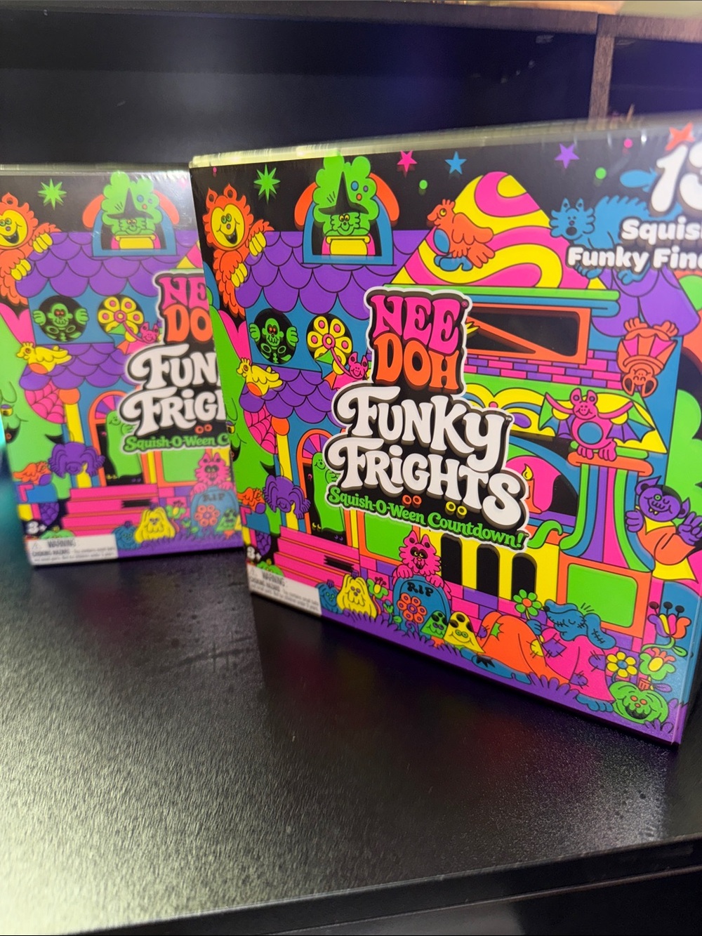 2 NeeDoh Funky Frights Squish-O-Ween Countdown - Neon Multicolor Kids Toy